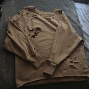 Creme/ Tan Sweater oversized with holes